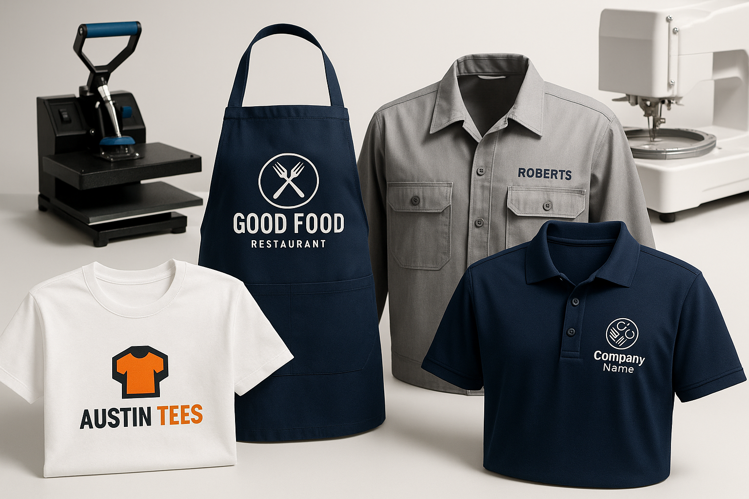 custom logo printing tshirts aprons uniforms